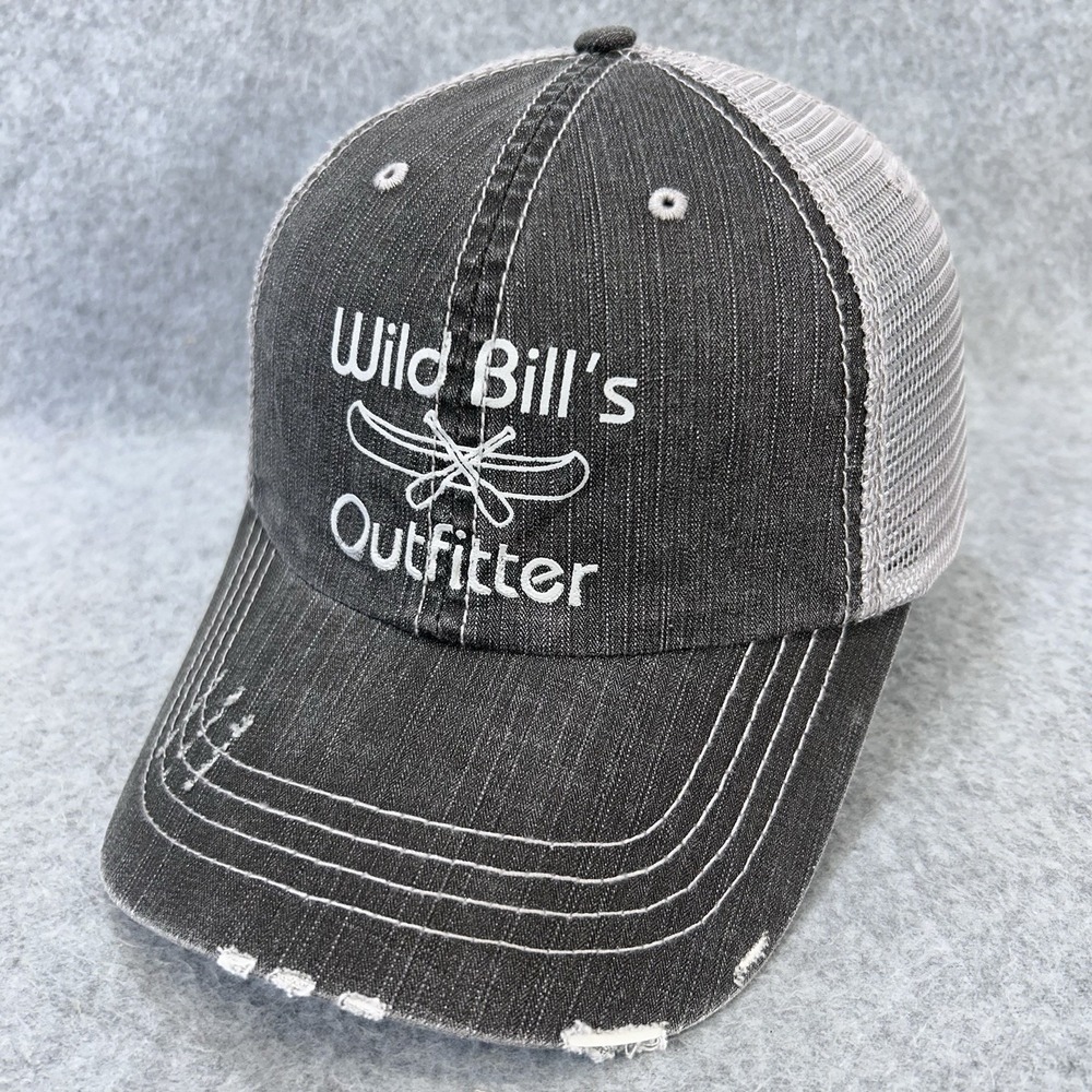 Wild Bill’s Outfitters Trucker Hat Distressed Gray White Mesh Adjustable